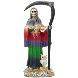Santa Muerte 13" Con Bola De Cristal 7 Colores Holy Death Grim Reaper Skull Base Seven Powerful Colors