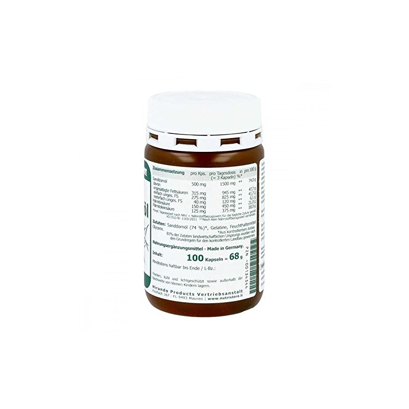 Omega-7 Sea Buckthorn Oil 500 mg Capsules Pack of 100