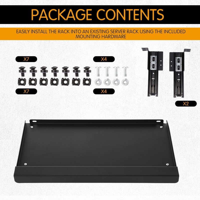 AceOrbit 1U Keyboard Tray 8" Deep, Universal 19" Rack Mount