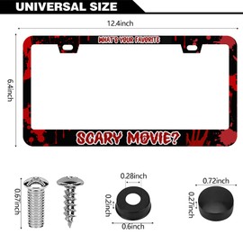 2Pcs What's Your Favorite Scary Movie？Ghost Face Vanity Car Tag Cover Creepy License Plate Frames Cover Holders Stainless Steel Horror License Plate Cover with Screw Caps Cover Set - 2-Hole