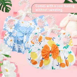 5 Pcs Dog Dresses Floral Puppy Cat Pet Dresses Dog Bowknot Dresses for Small Dogs Girls Puppy Summer Floral Skirts Outfits Cute Princess Pet Dress for Female Yorkie Cats Dogs Pets