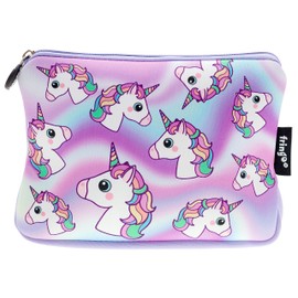 FRINGOO® Girls Boys Pencil Case Large Stationery Pouch Funny Cute Kids Unicorn Neoprene Zipper Closure School Accessories Pen Box 22 x 15 cm (Hologram Unicorn - Neoprene Pencil Case)
