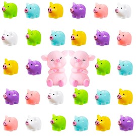 Mini Pigs 30 Pack Tiny Pigs Little Pigs Small Pigs Plastic Mini Resin Animals Figures to Hide Miniature Pigs Figures Fairy Garden Accessories Micro Landscape Statues Easter Gifts Pink