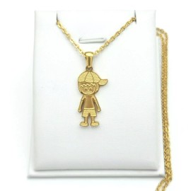 JEYFEL XP Stainless Steel Yellow Gold Plated. My Little Boy Pendant Necklace. Family
