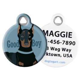 Dog Tag Art Good Boy - Doberman or Miniature Pinscher - Pet ID Tag for Dogs and Cats Large Size