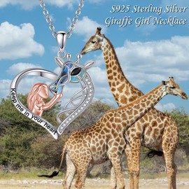 CUPENDA Giraffe Necklace S925 Sterling Silver Giraffe Head Girls Celtic Knot Abalone Pendant Necklace Giraffe Animal Jewelry Gifts for Women Girls