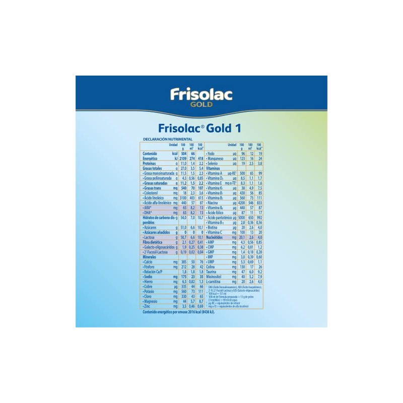 Frisolac Gold 1 (0-12 Meses) Lata C/ 800 Gr