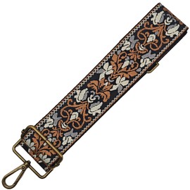 CXTAI 2inch Wide Flower Replacement Handbags Straps for Women Lady Girls Crossbody Purse Canvas Bag Strap (Black/Brown/Grey)