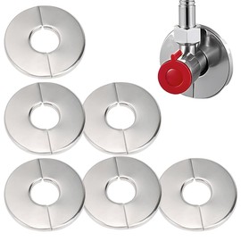 MEXRUMI Set of 6 Cover Rosette Stainless Steel Diameter 34 mm Stainless Steel Rosette Pipe Covers Split Pipe Covers Rosette Tap Cover Pipe Cover Wall Rosette Stainless Steel for Pipe
