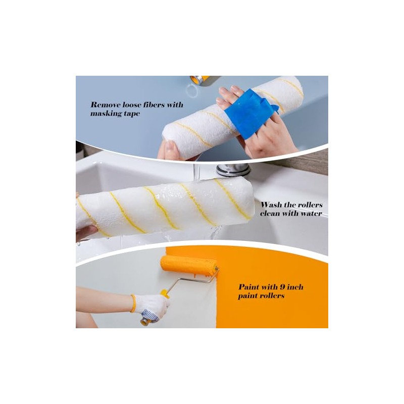 Mister Rui Paint Rollers, 5 Pack, 9 Inch Paint Roller