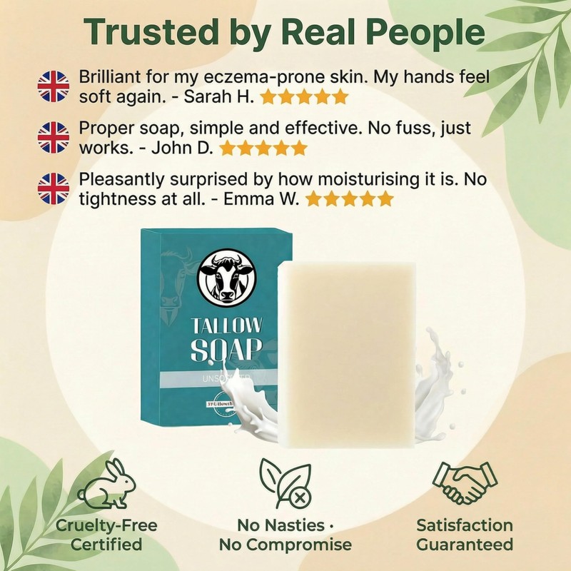 Tallow Soap 3 x 100g, Grass Fed Multi Use Bar
