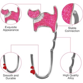 YAKLEE Bag Holder for Table 2 Pieces Cat Handbag Holder Hooks Foldable Bag Hooks Metal Handbag Holder for Table Handbags Holder Table Handbag Hooks for Women (Pink, Black)