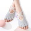 Non-Slip Pilates Yoga Dance Ballet Fit Open Toe Socks Yogi Gray 2ea