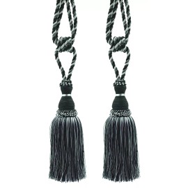 DÉCOPRO Tassel Tieback, Style# TBH8, Color# SGB - Silver Grey, Black [Set of 2]