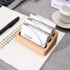 Ruksifg Wood Business Card Holder Desk 3 Grids Wooden Business