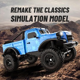 Hylukon 1:18 Scale All Terrain Remote Control Car, 2.4 GHz 4WD RC Rock Crawler with LED Lights, 12KPH Off-Road Pickup Truck Vehicle Toys RTR Gift for Kids Adults