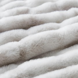 WDCOZY Ruched Faux Fur Throw Blanket Soft Cozy Fluffy Luxurious Blankets Couch Bed Sofa Chair Home Decor Warm Furry Fall Winter Plush Rabbit Fur Bubble Blanket 50" x 60", Grey