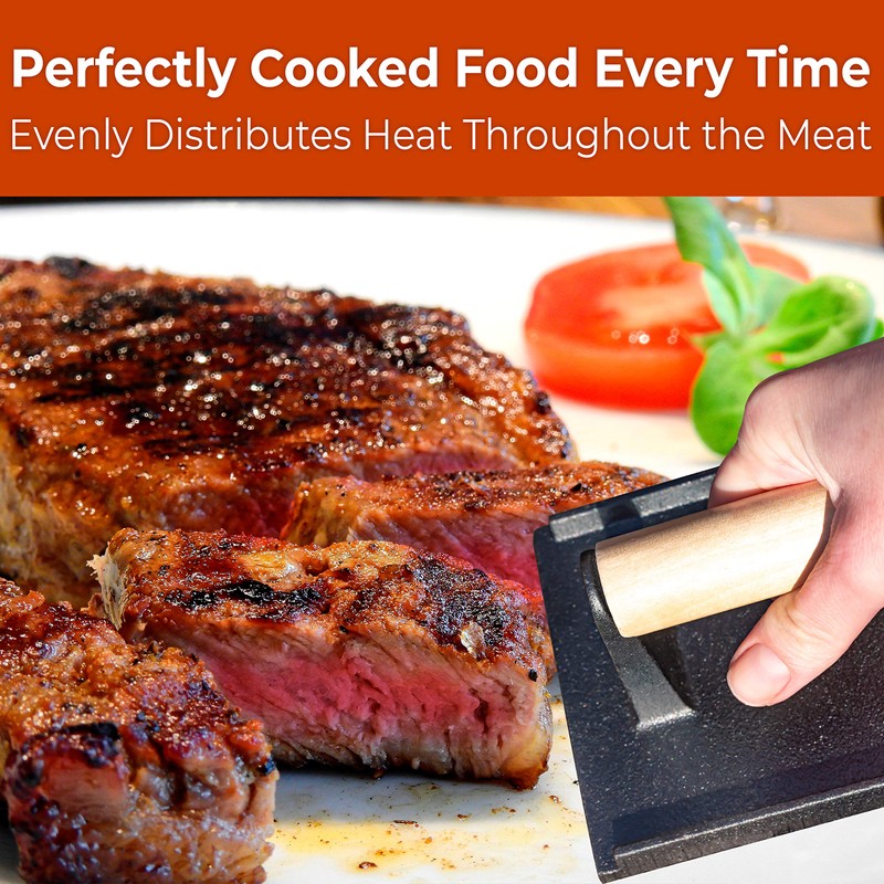 Versatile Safe-Touch 8x4in Cast Iron Grill Weight 1pc. Perfect Meat
