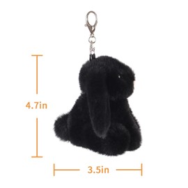 Apricot Lamb Cute Toys Plush Black Vid Bunny Rabbit Stuffed Animal Soft Keychain for Kids Bag, Purse, Backpack, Handbag (Black Bunny，4.7 Inches)