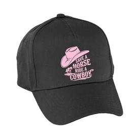 Hippowarehouse Save a Horse, Ride a Cowboy Premium Printed 5 Panel Baseball Cap hat OneSize Adults Black