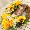 15 Inch Sunflower Wreath for Front Door Artificial Sunflower Wreath