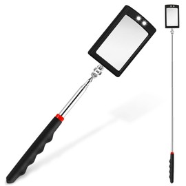 12-35 Inch Extendable Inspection Mirror, 360-Degree Rotation LED Inspection Mirror Telescoping, Telescoping Mirror for Mechanic Checking Vehicle and Extra Viewing