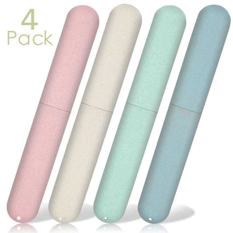 NEXCURIO 4 Pack Travel Toothbrush Case, Portable Breathable Toothbrush Holder