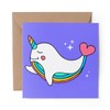1 x Greeting Card Cartoon Whale Narwhal Unicorn - Blank