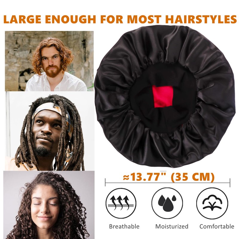 Himoswis Reversible Satin Bonnet for Men,Bonnets for Black Women Sleeping,Men