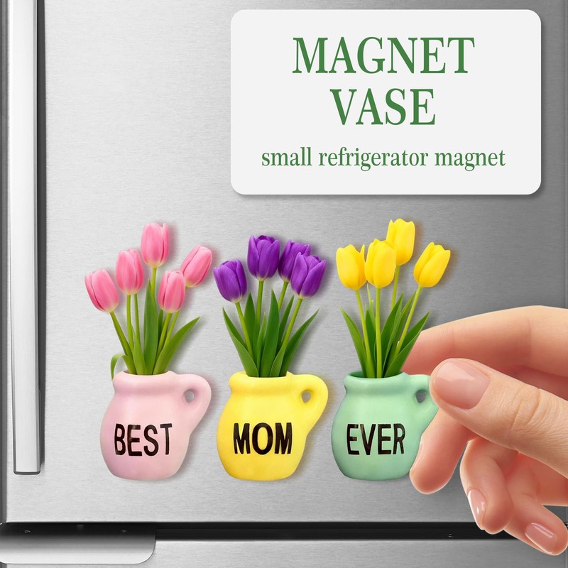 Mom Gifts from Daughters, Mini Vase Magnets for Fridge,Best Mom