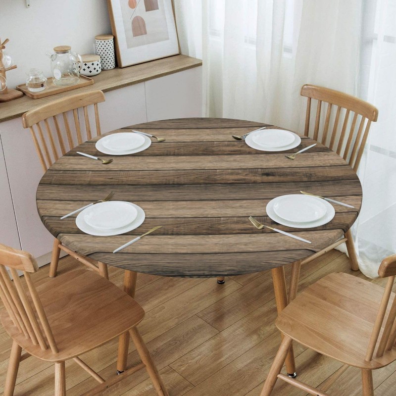 USJJOEO Table Cover Round Tablecloths Fitted with Elastic Edge Old