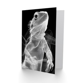 Artery8 Greeting Card Xray Effect Lizard Detailed Scales White on Black Blank For Him Or Her Art Birthday Card