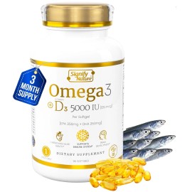 SIGNIFY NATURE Omega 3 Fish Oil Supplement with Vitamin D3 5000 IU - 1000mg Trig
