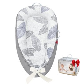 Baby Lounger - 100% Cotton Breathable Infant Lounger for Newborn, Portable Baby Nest for Home and Travel, Waterproof Lining, Newborn Babies Essentials Gifts