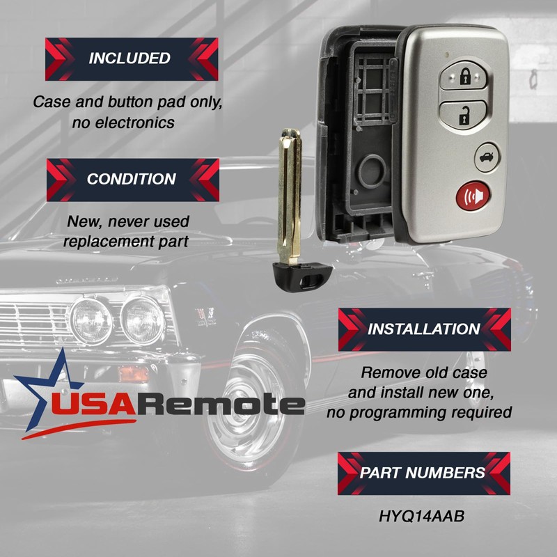 Key Fob Keyless Entry Smart Remote Shell Case & Pad