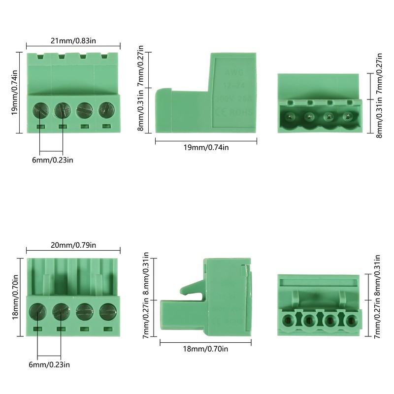 ALAMSCN 10 Sets 4 Pin Pluggable Terminals 5.08 mm Pitch