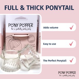 Pony Popper Clip – High Ponytail Holder for Full, Voluminous Styles, Versatile Accessory for All Hair Types, Ponytail Volumizer for Thick & Long Hair, Fancy Accessories for Women, Clear Pony Popper