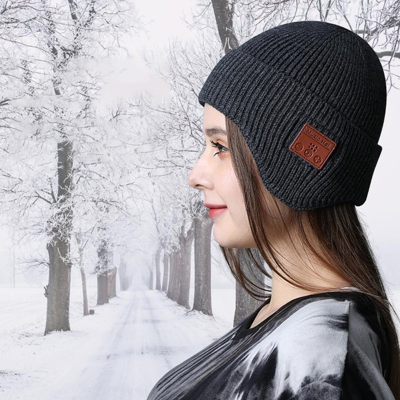 Bluetooth Beanie Hat Winter Unisex Warm Earflap Hat Wireless Headphone