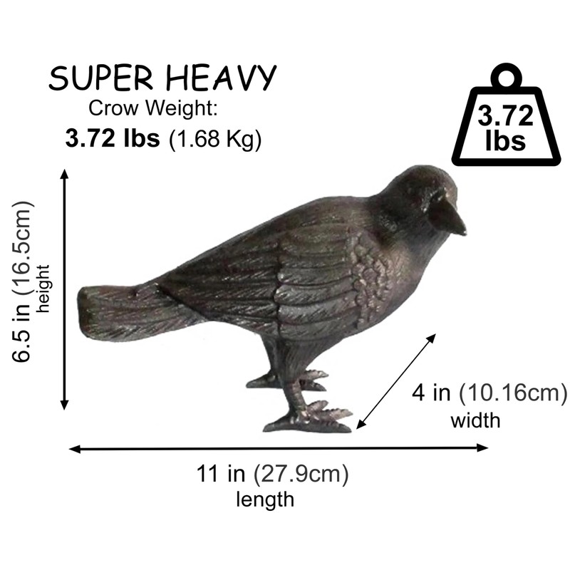 NACH Cast Iron Crow Statue, Head to Side Raven, Large