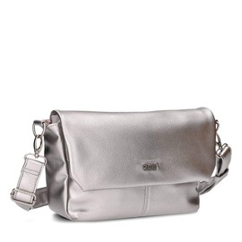 Zwei Mademoiselle M60 Women's Handbag Shoulder Bag Landscape Format 3 Litre Wide Crossbody Bag Magnetic Flap Zip Includes Lanyard Classic Elegant High-Quality Faux Leather, silver
