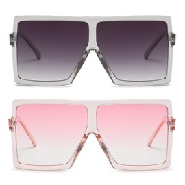 GRFISIA Square Oversized Sunglasses for Women Men Flat Top Fashion Shades