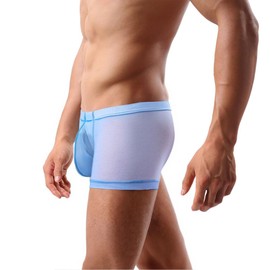 ZONBAILON Pijama para hombre, pantalones cortos de malla, sexy, ropa interior de descanso de 3 pulgadas, Azul, Medium