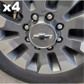 Advanced Trims x4 Gloss Black BowTie PLASTIC WHEEL OVERLAYS 2022-2025 Silverado NOT VINYL