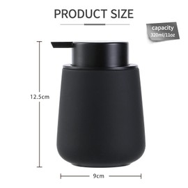 Umlaca Foaming Soap Dispenser - 320ml/11oz Black Soap Dispenser Ceramic Foam Hand Soap Dispenser Set with Easy-to-Press Pump, Refillable Liquid Hand Soap Dispenser for Kitchen,Bathroom