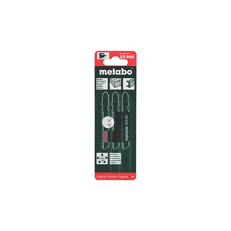 Metabo 623968000 Assorted Jig Saw Blade, Green, Set of 3