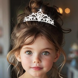 CAKURE Tiaras Crowns Headband Silver Princess Tiara Wedding Birthday Rhinestone Hair Accessories for Women and Girls