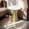 21″X17.5″ Gold Minimalist Round Living Room Table Rock Panel Surface,