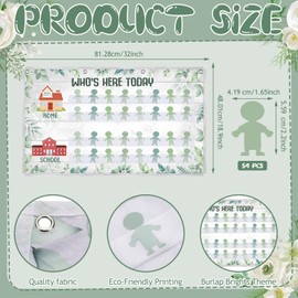 Jetec Greenery Classroom Attendance Chart Helping Hands Pocket Chart with 54 People Cards, Kid's Daily Schedule, Preschool Organization Management for Teachers