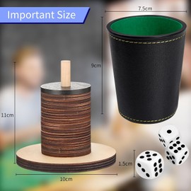 Schocken Set of 5 Leather Dice Cups 25 Dice Shock Cutlery Wood with 14 Discs and Stand Shock Cutlery Set for Jule Meiern Maxen Mortars 10 x 10 cm (Wood Colour)