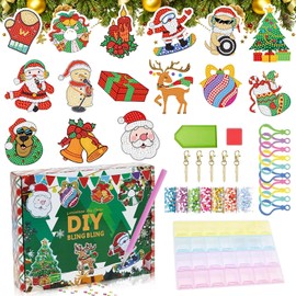 15 Piezas Kit Navideño de Llaveros de Pintura con Diamantes 5D para Niños, Manualidades para Niñas y Niños de 6 a 12 Años, Arte con Gemas por Números, Fácil DIY, Regalo Perfecto para Navidad y Reyes Magos